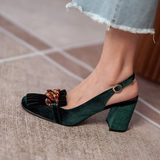 Retro Velvet Sandals GENUINE LEATHER